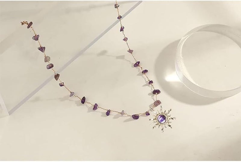 TACBSP Rapunz Sun Necklace for Women Tangled Necklace Sun Necklaces Opal Pendant Neckalces Healing Crystal Necklaces Christmas Trendy Jewelry - Image 5